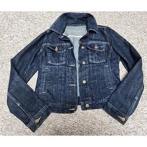 Gap 1969 Denim Jacket Small Dark Wash 100% Cotton Gold/Brass Accents